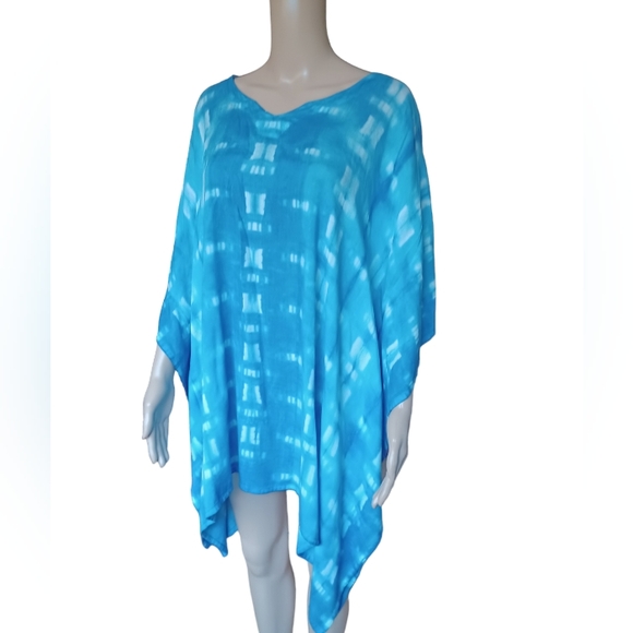 Womens Wearable Art Hand Dyed Bohemian Poncho Tunic Top Oversized Size Small - Picture 2 of 8